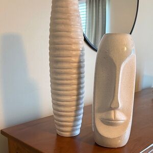 Modern White Ceramic Vases Lot of 2
